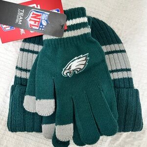 Philadelphia Eagles Beanie & Gloves Set NWT NFL Winter Hat Green